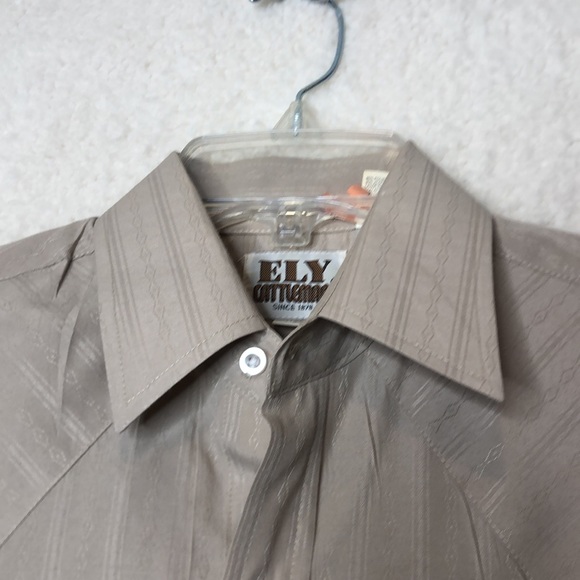 Vintage Retro Ely Cattleman Mens Cowboy Style Tan Snap Front Shirt S SMALL - Picture 4 of 8